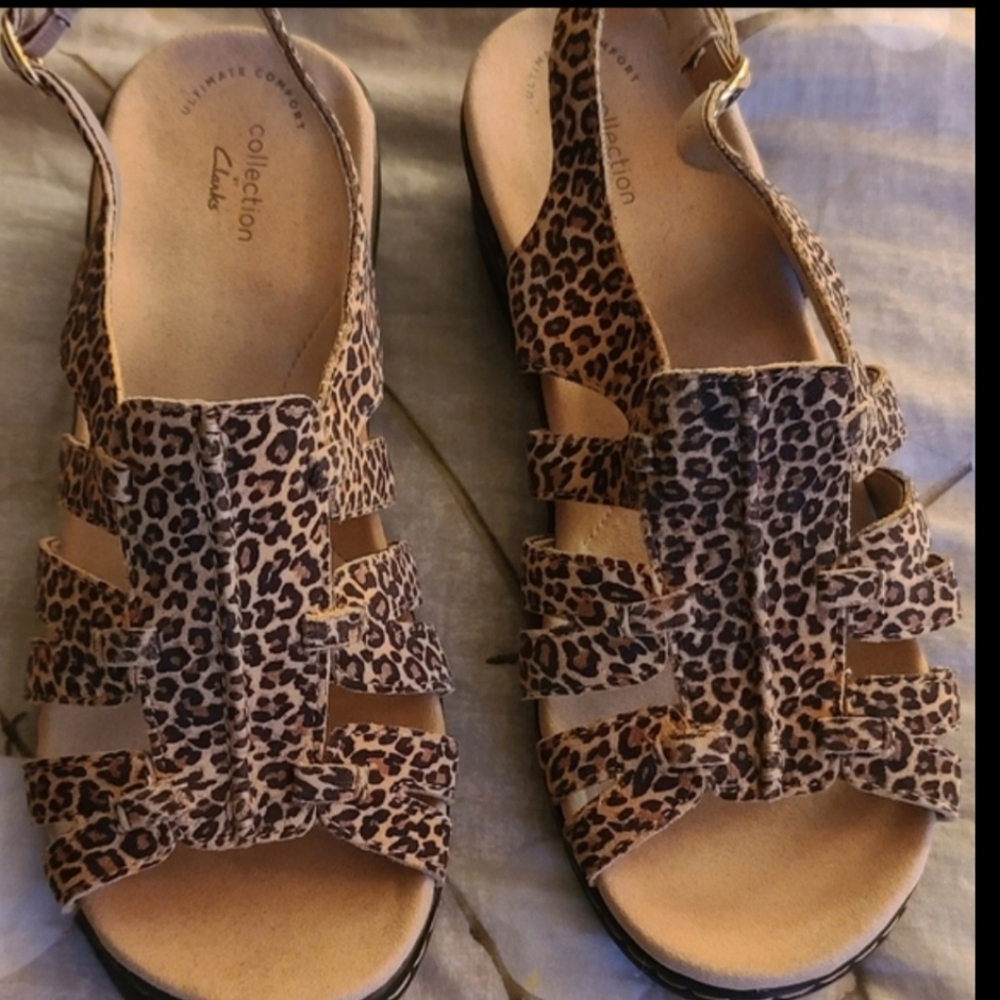 Clarks Cheetah Leather Sandal